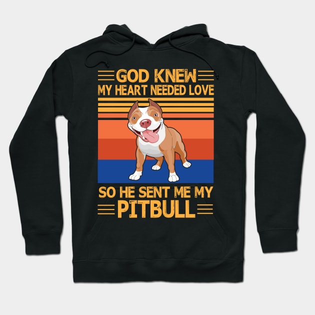 God Knew My Heart Needed Love So He Sent Me My Pitbull Happy Dog Mother Father Summer Day Vintage Hoodie by bakhanh123